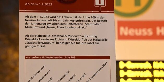 Aushang zur Freifahrt auf der Linie 709 Foto: Volker Eichhorst