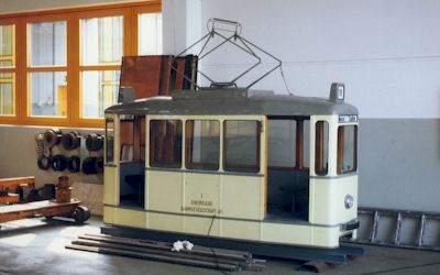 Triebwagen 1 am 14.06.1992 im Betriebshof Lierenfeld.